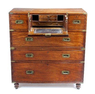 Lot 620 - A Regency mahogany brass bound campaign chest...