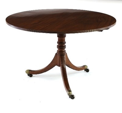 Lot 623 - A circular mahogany table on a turned column...