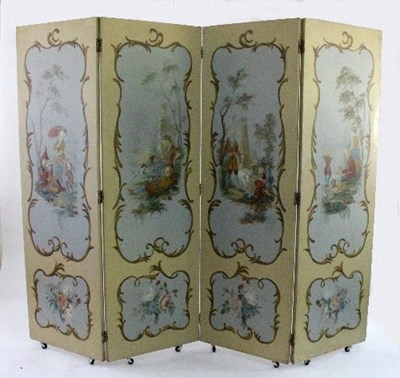 Lot 638 - A four-panel folding screen, one side...