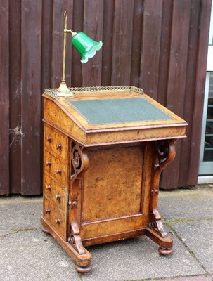 Lot 664 - A Victorian walnut Davenport desk, 53cm wide...