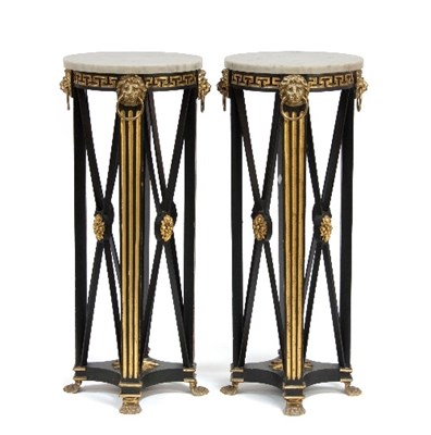 Lot 702 - A pair of painted Empire style plinths, with...