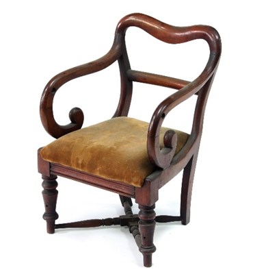 Lot 706 - A child's open armchair on turned legs with X...