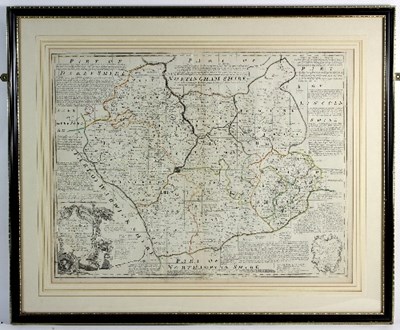 Lot 711 - Bowen/Map of Leicestershire/print, 55cm x...