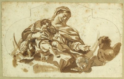 Lot 797 - Follower Carlo Maratta/Virgin and Child/ink...