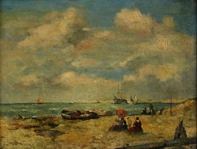 Lot 907 - Manner of Eugene Boudin/Figures on the...