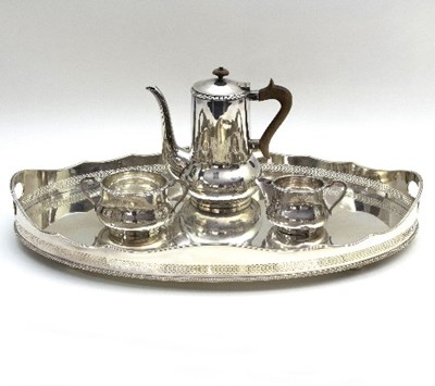 Lot 3 - An oval silver plated tray, 56cm wide, and a...