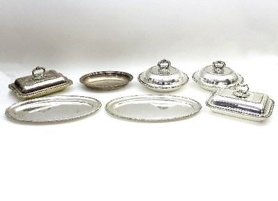 Lot 6 - A pair of silver plated circular entr?e dishes...