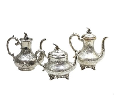 Lot 7 - A plated melon-shaped teapot and cover with...