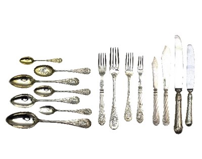 Lot 22 - A Continental silver table service of flatware,...