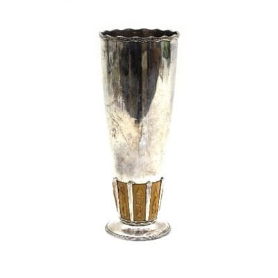 Lot 37 - A silver fluted vase, Birmingham 1953, the...