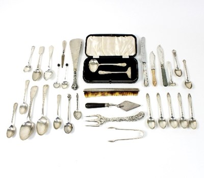 Lot 39 - A cased silver Christening spoon and pusher, a...