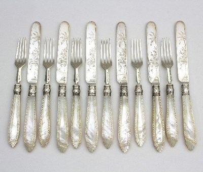 Lot 53 - Six late Victorian silver dessert knives and...