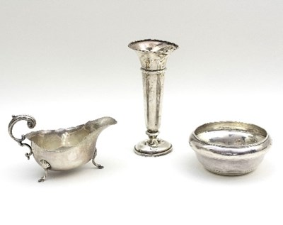 Lot 66 - A silver sauce boat, Birmingham 1929, a silver...