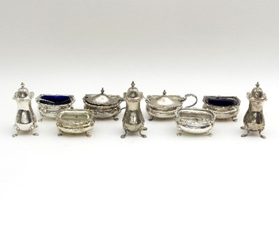 Lot 90 - A four-piece silver cruet set, D & A,...