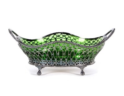 Lot 105 - A two-handled silver pierced basket, James...