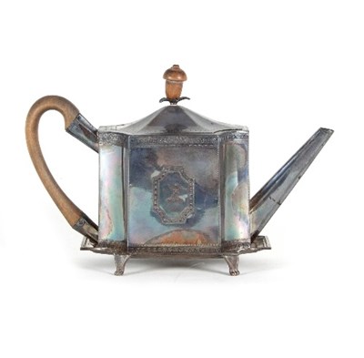 Lot 106 - A George III silver teapot on stand, GS,...