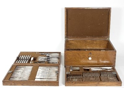 Lot 115 - A canteen of George V silver cutlery, Mappin &...