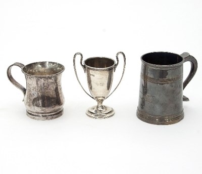 Lot 129 - Two silver Christening mugs, inscribed, and a...