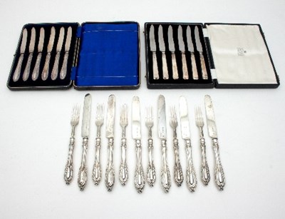 Lot 132 - Six pairs of Victorian silver dessert knives...