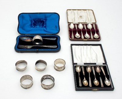 Lot 134 - A silver Christening set, Richard Martin &...