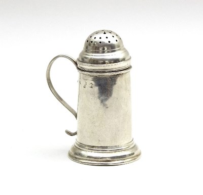 Lot 154 - An Irish silver caster, marks rubbed, with...