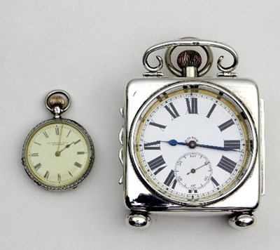 Lot 167 - A Goliath pocket watch with silver case, E S B,...