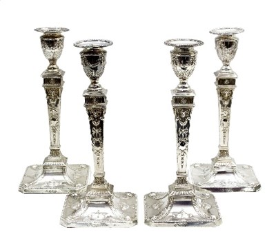 Lot 169 - A pair of silver candlesticks, Richard Martin...