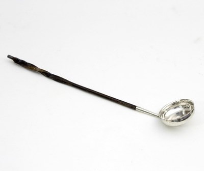 Lot 171 - A Scottish silver toddy ladle, C & S,...