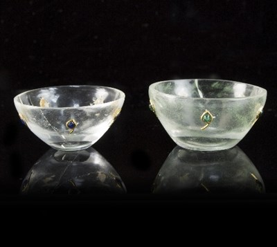 Lot 191 - A near pair of Mughal rock crystal bowls, each...