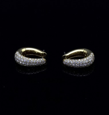 Lot 219 - A pair of diamond earrings, the 18ct yellow...