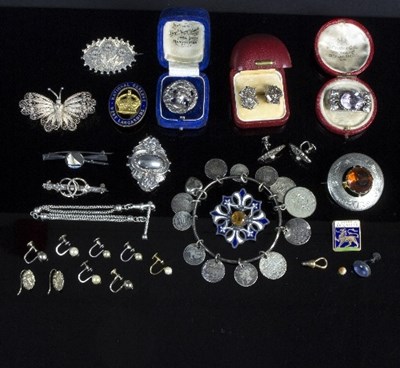 Lot 230 - Silver jewellery including a Victorian silver...