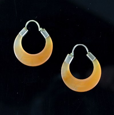 Lot 255 - A pair of cornelian hoop earrings