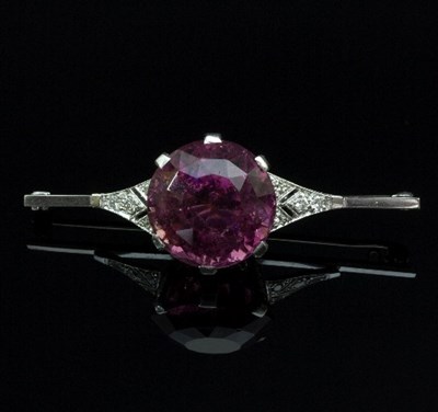 Lot 286 - A diamond and pink paste set brooch to a 9ct...