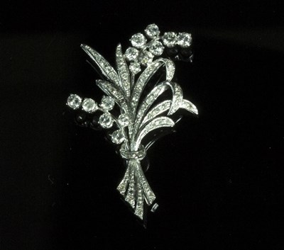 Lot 298 - A diamond floral spray brooch, designed as...