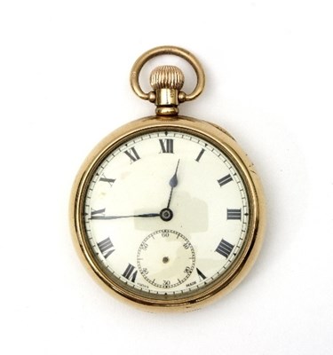 Lot 307 - A 9ct gold cased pocket watch, unmarked enamel...