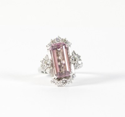 Lot 309 - A pink topaz and diamond set dress ring, the...