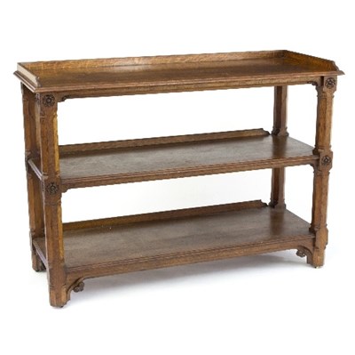 Lot 360 - A late 19th Gothic Revival oak three-tier...