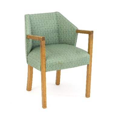 Lot 368 - A 20th Century oak framed open armchair with...