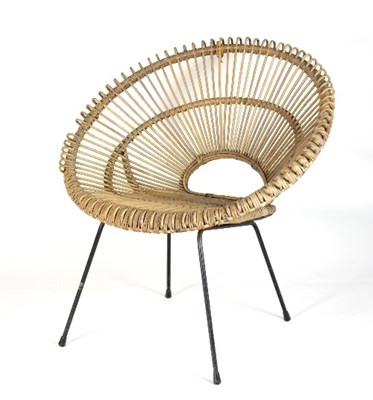 Lot 379 - A 1970s style canework chair, the woven...