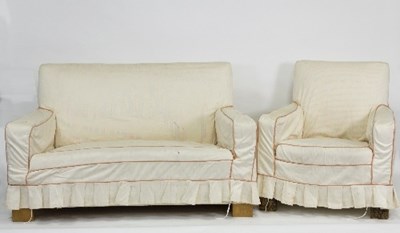 Lot 383 - A three-piece suite, comprising a two-seater...