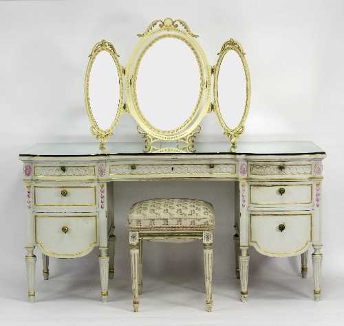 Lot 384 - A French painted dressing table, the mirrored...