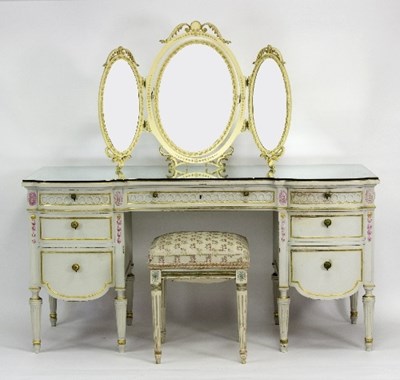 Lot 384 - A French painted dressing table, the mirrored...