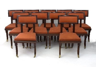 Lot 406 - A set of eleven mahogany dining chairs, each...