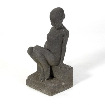 Lot 438 - A Bromsgrove Guild style Figure/Eve seated on...