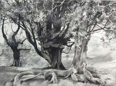 Lot 474 - Betty Pennell (British, born 1930)/Trees at...