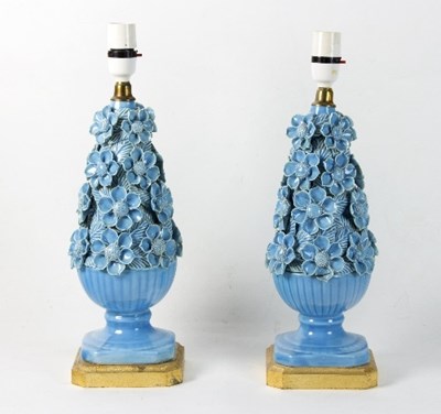 Lot 555 - Casa Pupo/a pair of turquoise ceramic lamp...