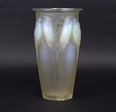 Lot 583 - Lalique, a Ceylan vase of opalescent glass,...