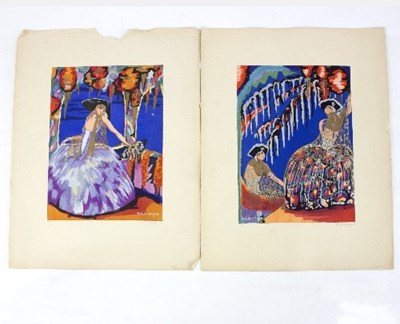 Lot 616 - S Chumpre (French, early 20th Century)/Dancing...