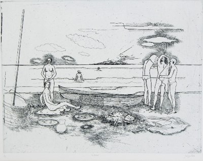 Lot 673 - J R Crocker/Bathers/signed and inscribed verso...