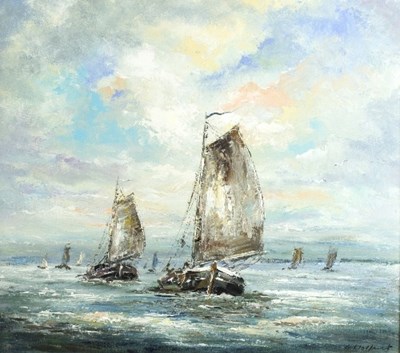 Lot 803 - G Wolfant/Sailing on Calm Waters/oil on canvas,...